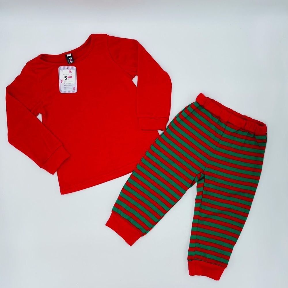NWT TODDLER CHRISTMAS FAMILY MATCHING PIJAMAS SET RED GREEN STRIPE SANTA’S ELF